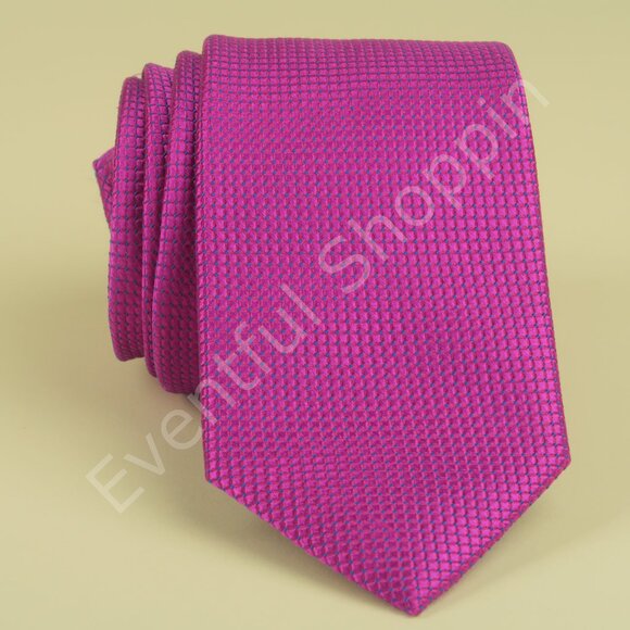 Ted Baker Slim Silk Tie Mens Magenta Geometric - Picture 2 of 3